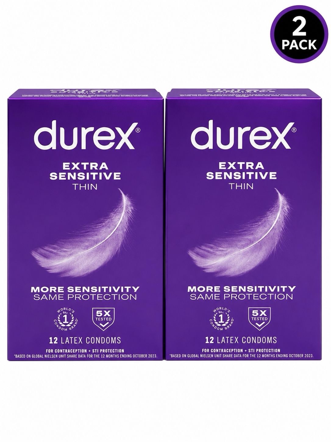 (2 Pack) Durex Extra Sensitive Thin 12ct Each Exp: 09-2029+ M33