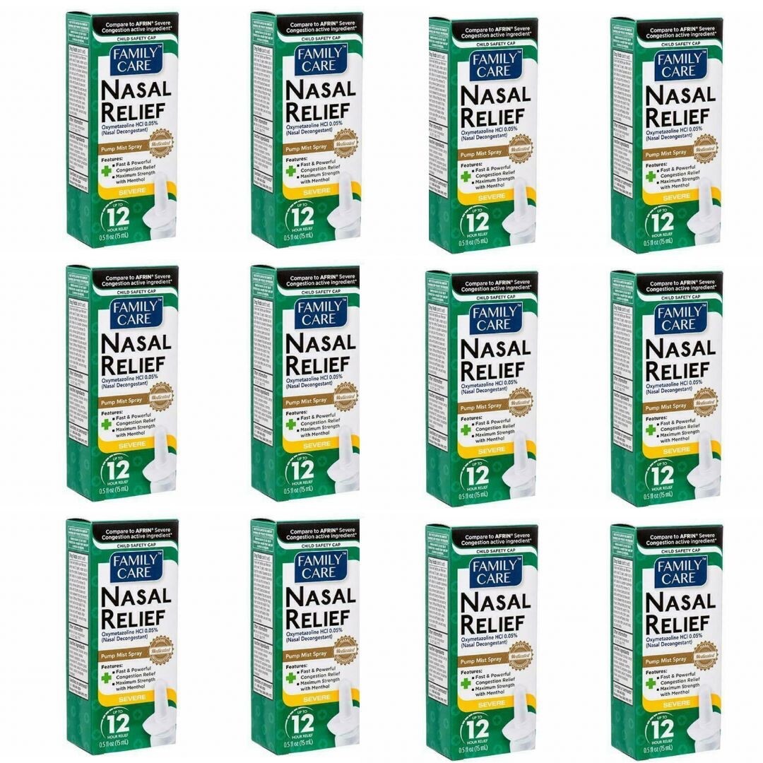 12 Pack! Family Care Nasal Relief Spray – Severe Congestion Relief! 0.5oz