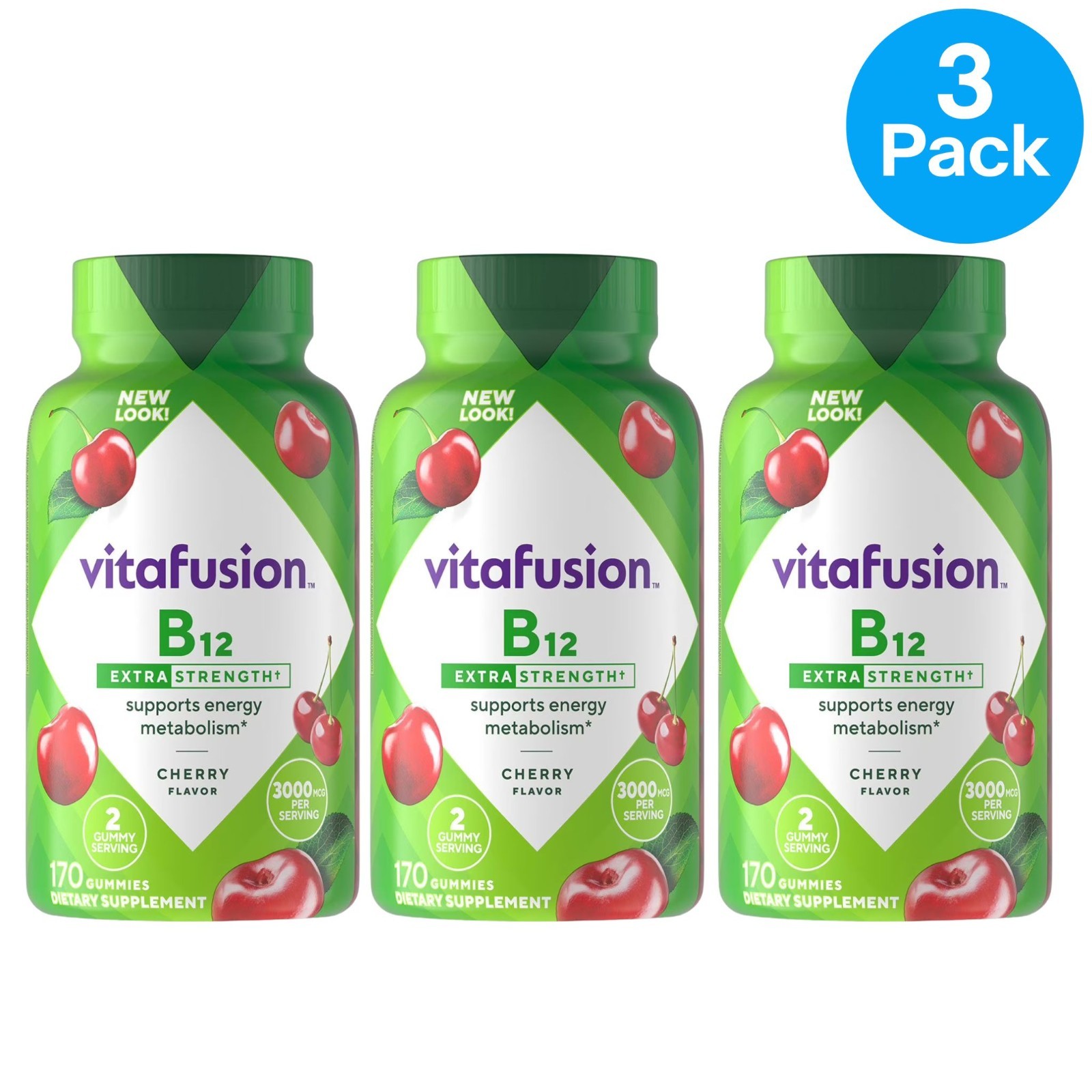 Vitafusion B12 3000mcg Extra Strength 170ct 3 Pack – New