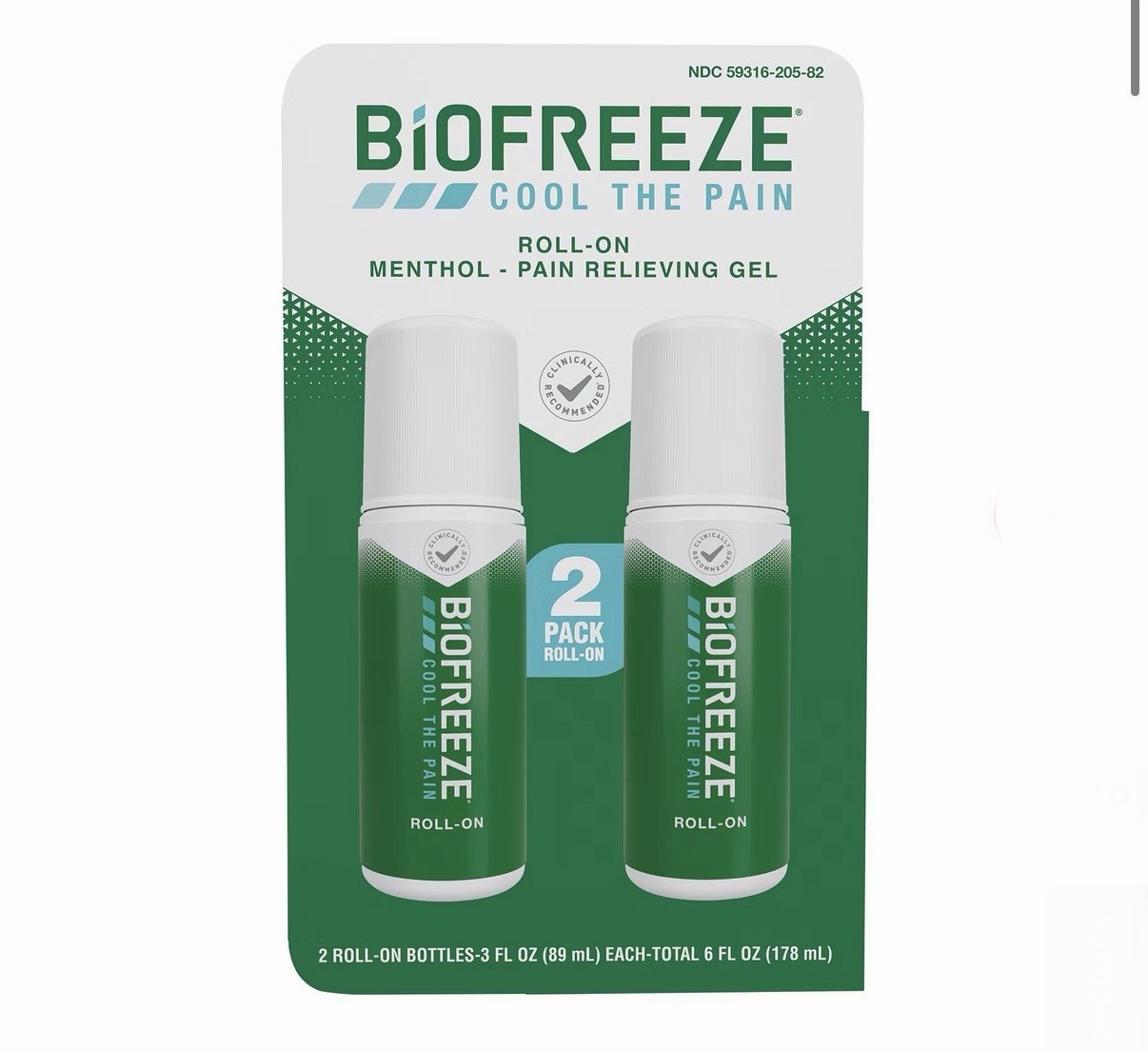 Biofreeze Roll-On Pain-Relieving Gel 3 FL OZ, Colorless Topical Pain 2 PACK