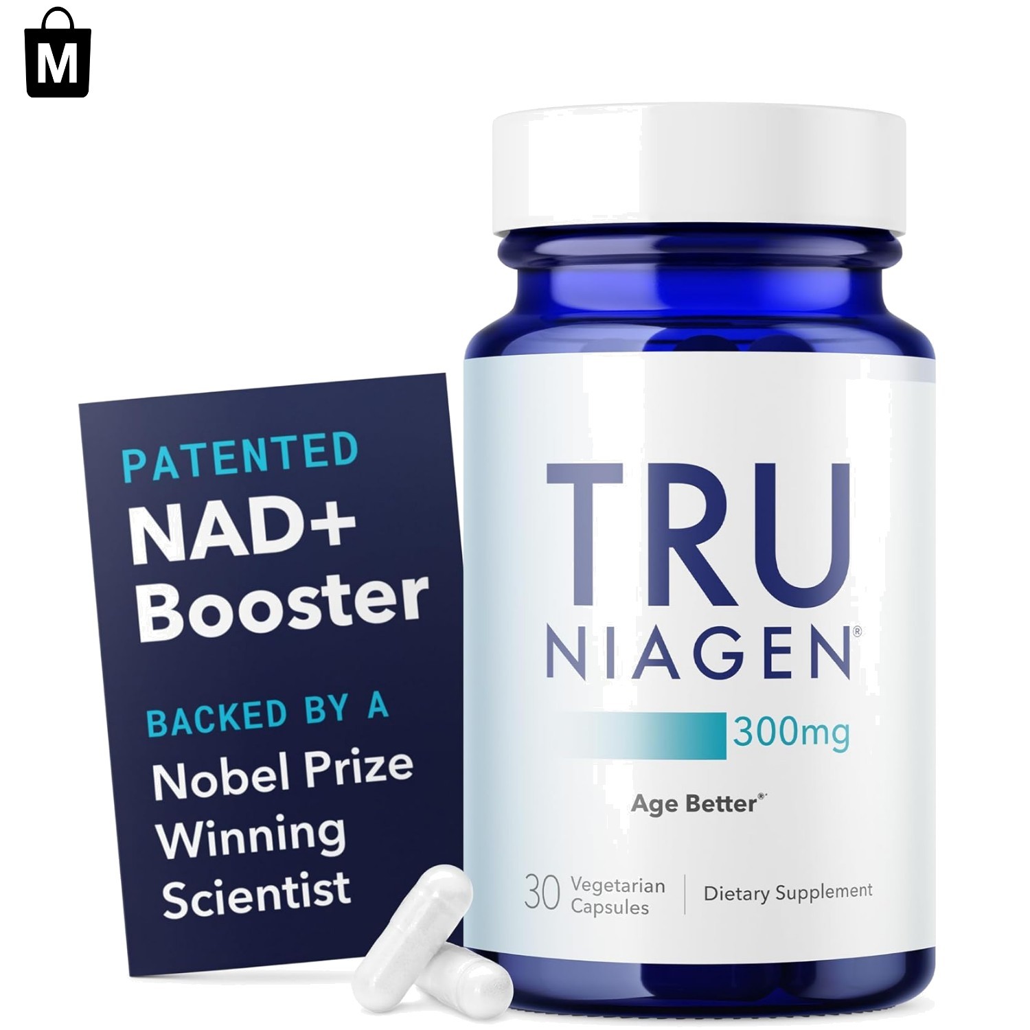 30 Count NAD+ Boosting Capsules, 300mg Niagen for Daily Wellness Support