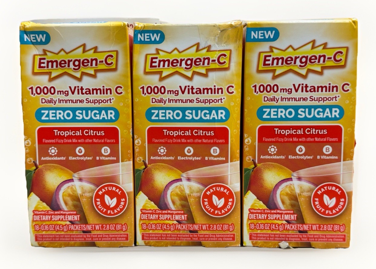 emergen-c 1000mg vitamin c zero sugar 54 total packets exp may 2027