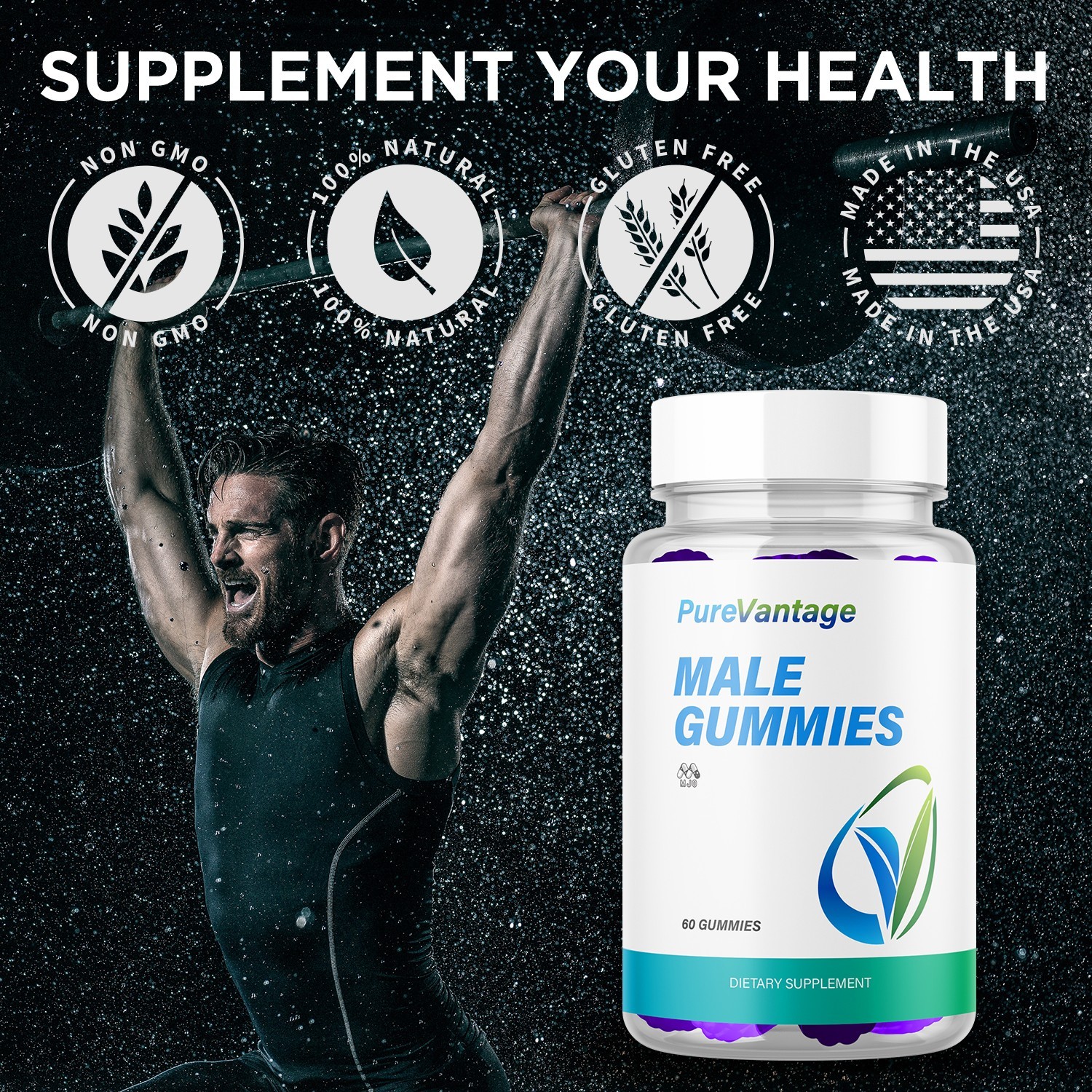 (5 Pack) Pure Vantage Male Gummys Advanced Male Health Support 300 Gummies