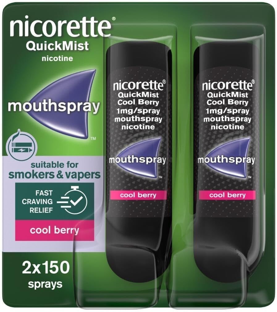 Nicorette Quickmist Duo COOL BERRY, 2 x 150 sprays “”SHIPS SUPER FAST FROM USA””