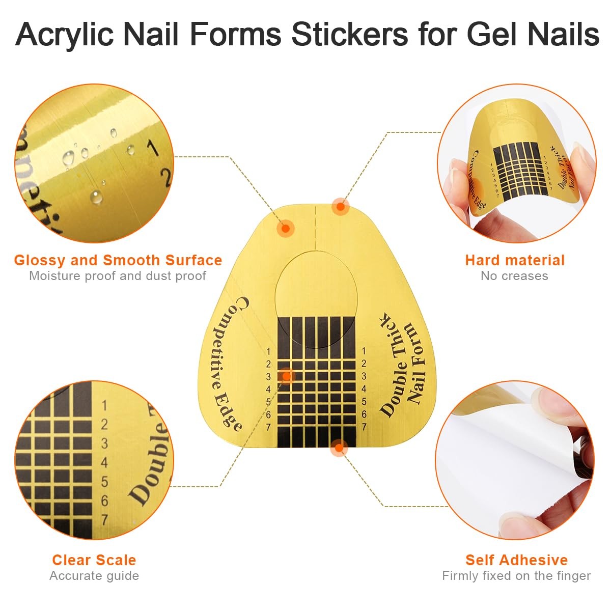 200 PCS Nail Forms for Builder Gel, AHIER 200 Count (Pack of 1), Gold