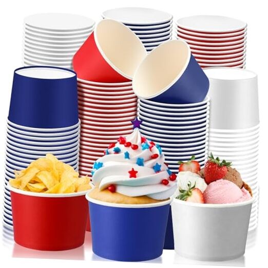 Pcs 4th of July Paper Ice Cream Cups 9 oz Patriotic 180 Red Blue White