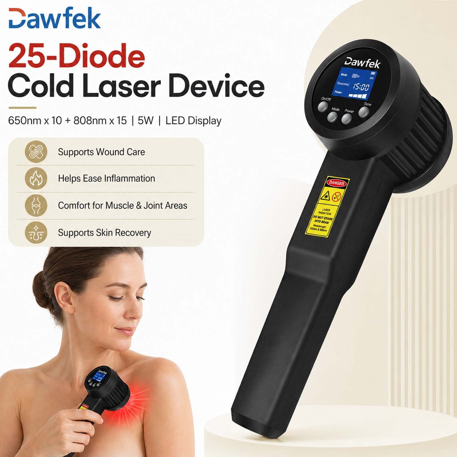 25 Diode 5W Laser Therapy Device for Shoulder Pain Wound Healing Dogs Cats Horse