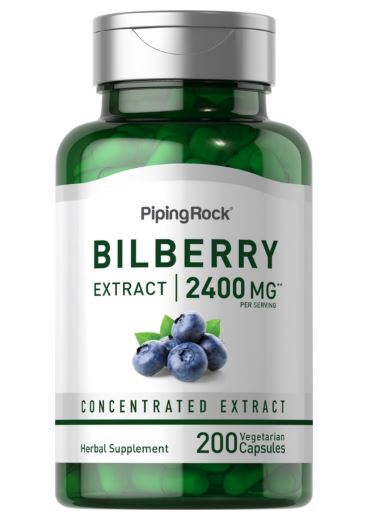 Bilberry Extract Capsules 2400mg | 200 Count | Non-GMO | by Piping Rock