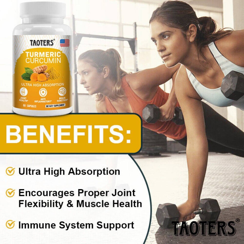 Turmeric Curcumin with Glucosamine, Joint Pain Max Strength 60 Capsules