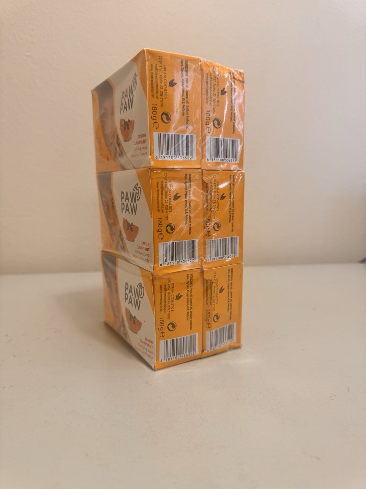 Paw Paw Papaya Clarifying Exfoliating Soap Bars 180g Each Multipack Lot of 6