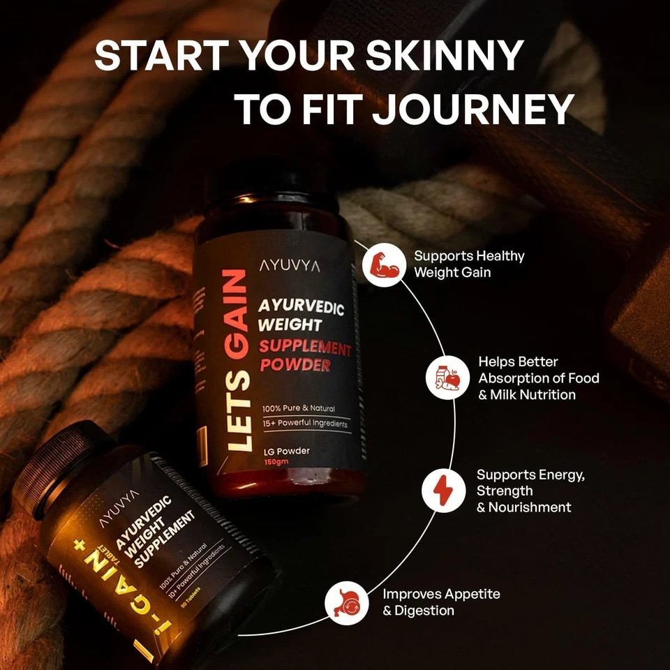 Ayuvya i-Gain+ & Lets Gain Weight Support Combo powder Digestion& Nutrient Body