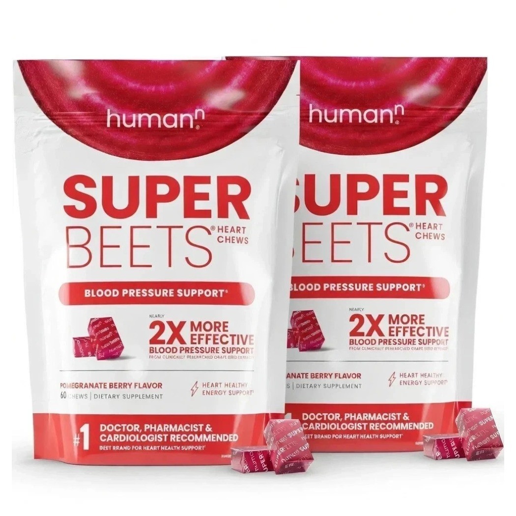 2 PACKS HumanN – SUPER BEETS Heart Chews, Nitric Oxide Booster for Heart Health