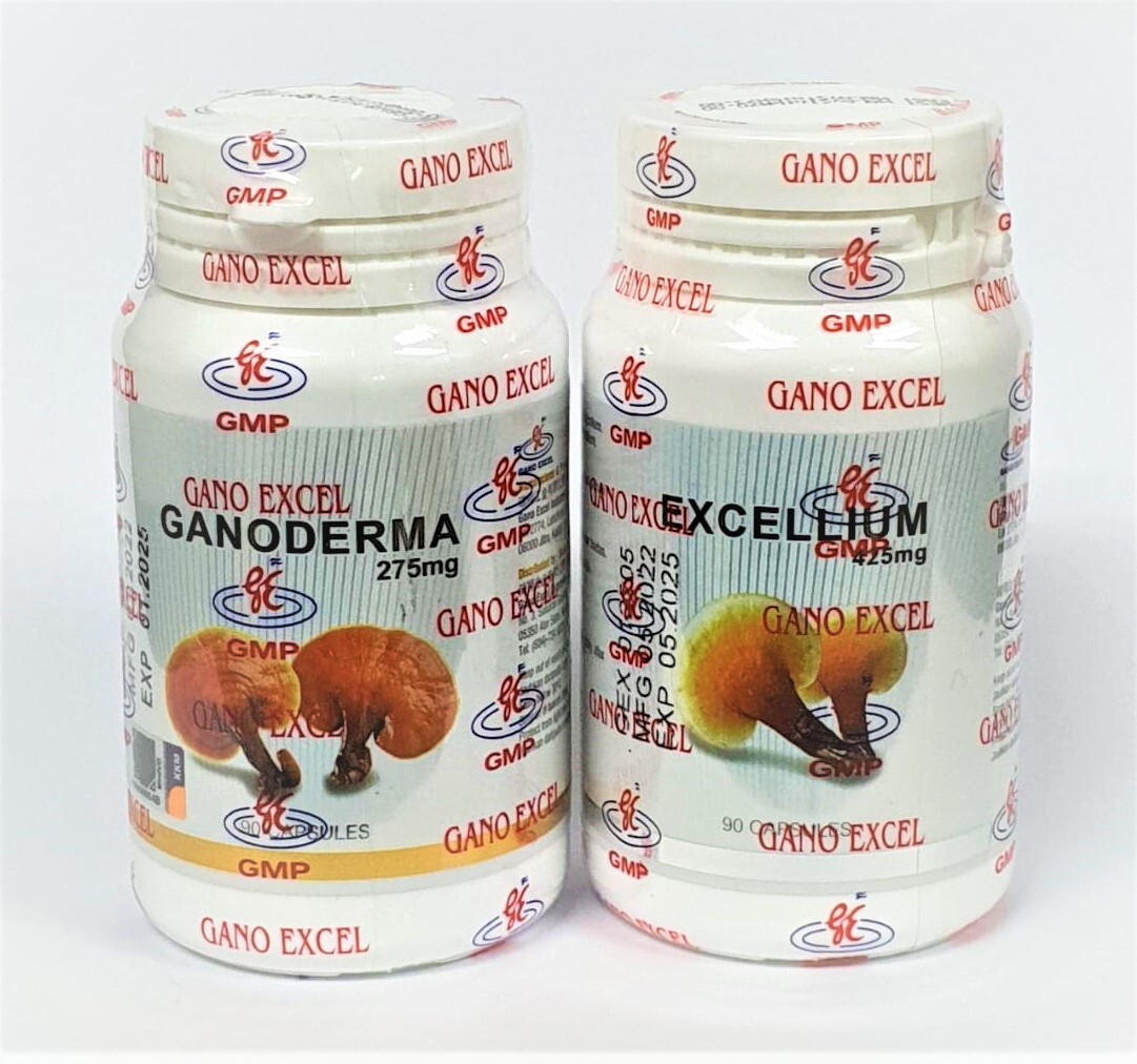 2 Bottles Gano Excel Excellium 90 + 2 Bottles Ganoderma 90 Capsules Reishi USA