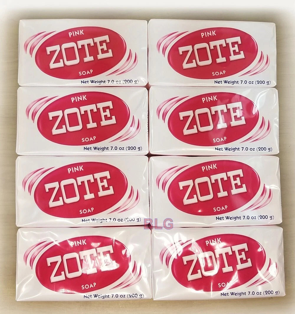 Zote Pink Laundry Soap Washing Clothes 7oz Bars Detergent Kitchen Jabon (8 Pack)