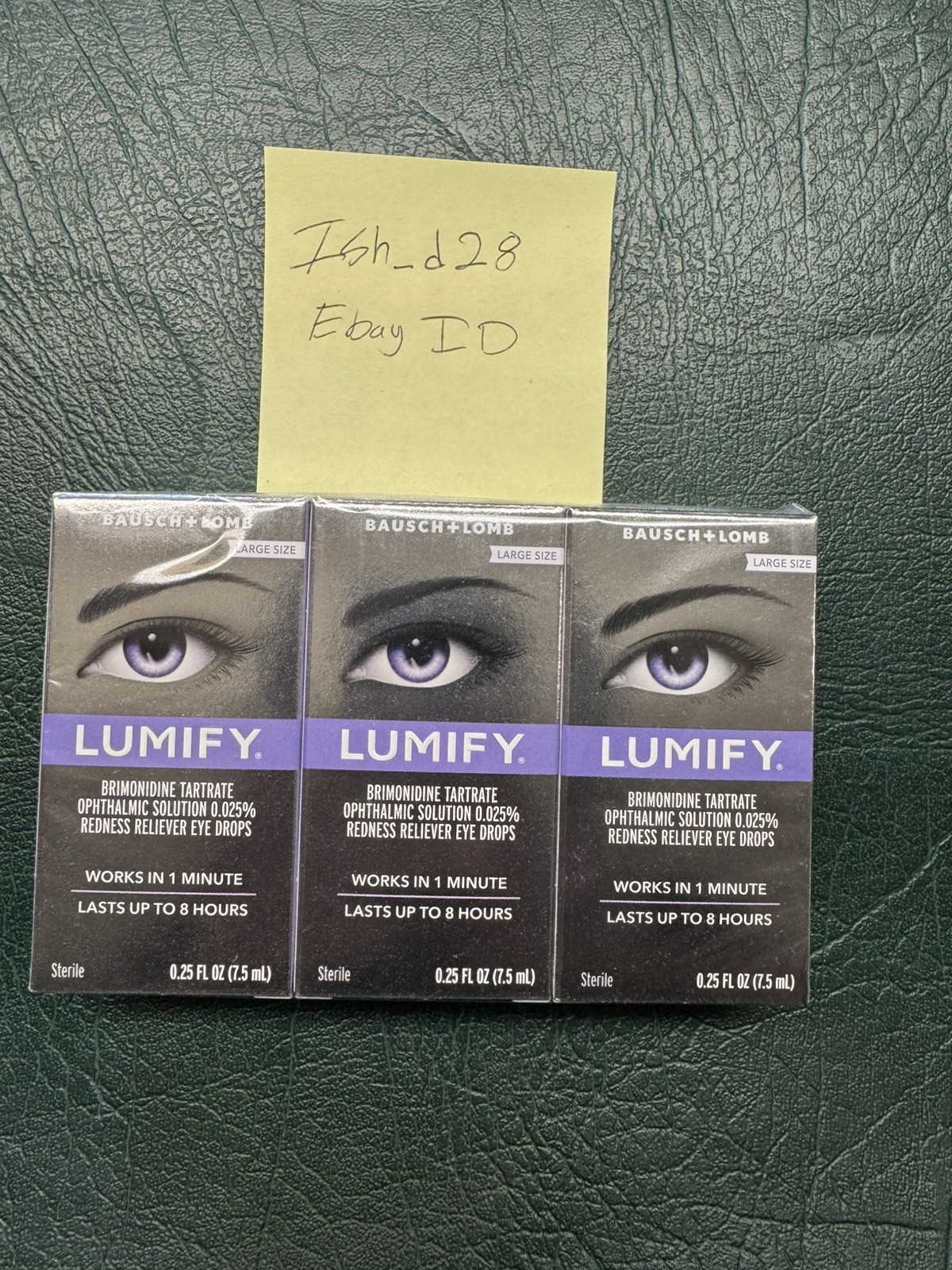 3 Pack LARGE LUMIFY 0.25 oz (7.5mL) Redness Reliever Eye Drops EXP 2028 + NEW