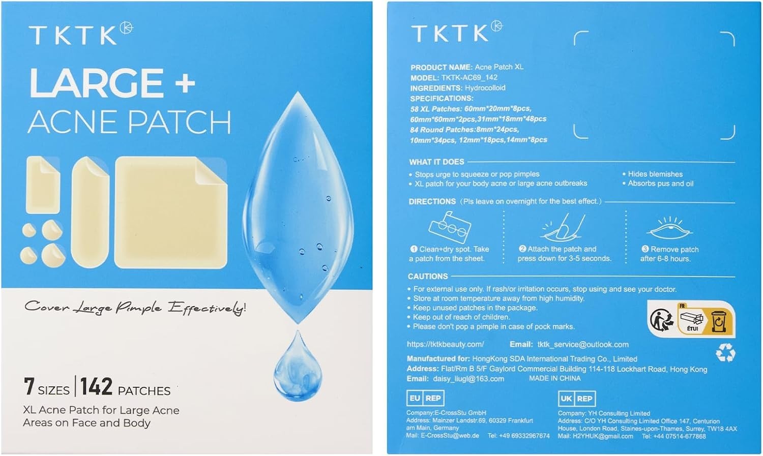 Large Pimple Patches for Face, 7 Sizes Big Acne Patches, FSA Eligible XL Hydr…