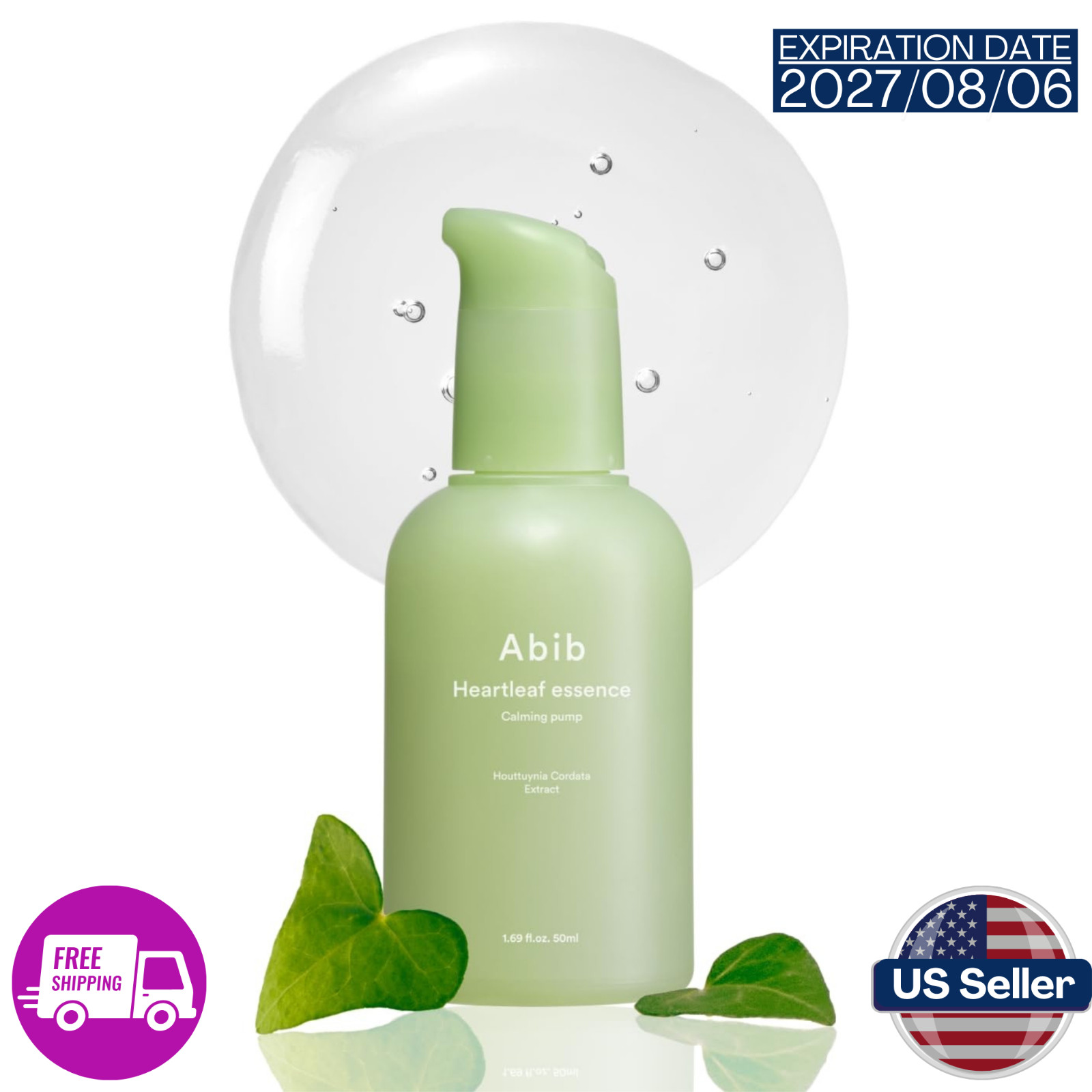 Abib Heartleaf Essence Calming Pump 1.69 fl oz / 50ml I Essence for Face EXP2027