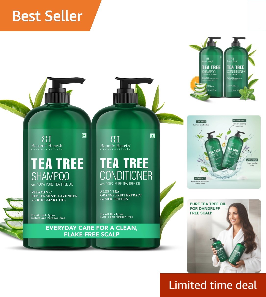 Revitalize Your Hair: Natural Tea Tree Shampoo and Conditioner Set – 32 Fl Oz