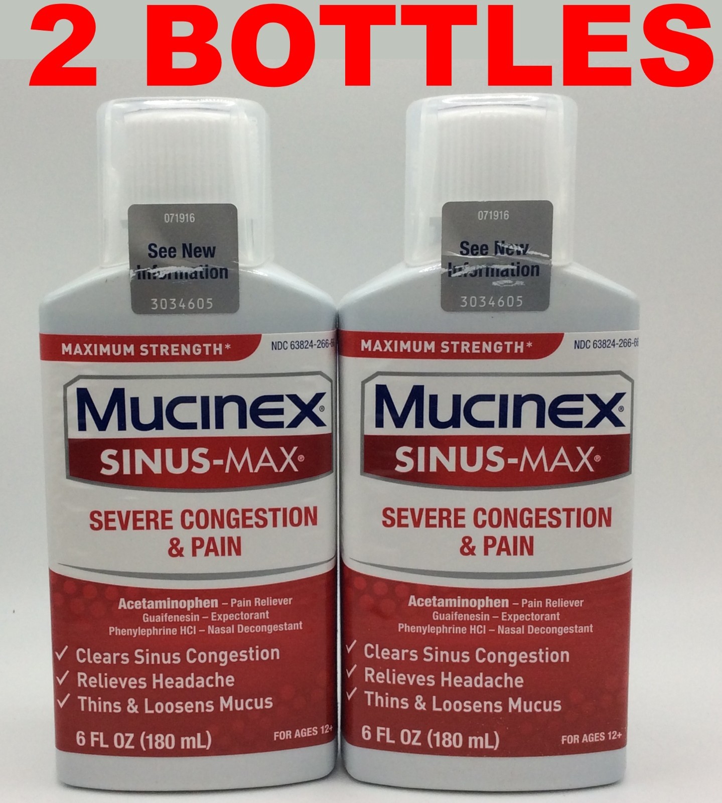 MUCINEX Sinus-Max Severe Congestion & Pain Cold Headache Loosens Mucus, 06/2027
