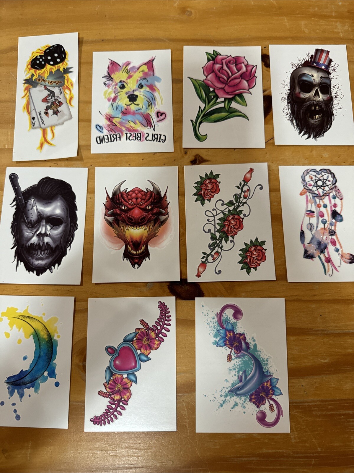 Rub on tattoo. Adult. Teens. Assorted Designs. Temporary Tattoo Lot Of 11 NEW!!