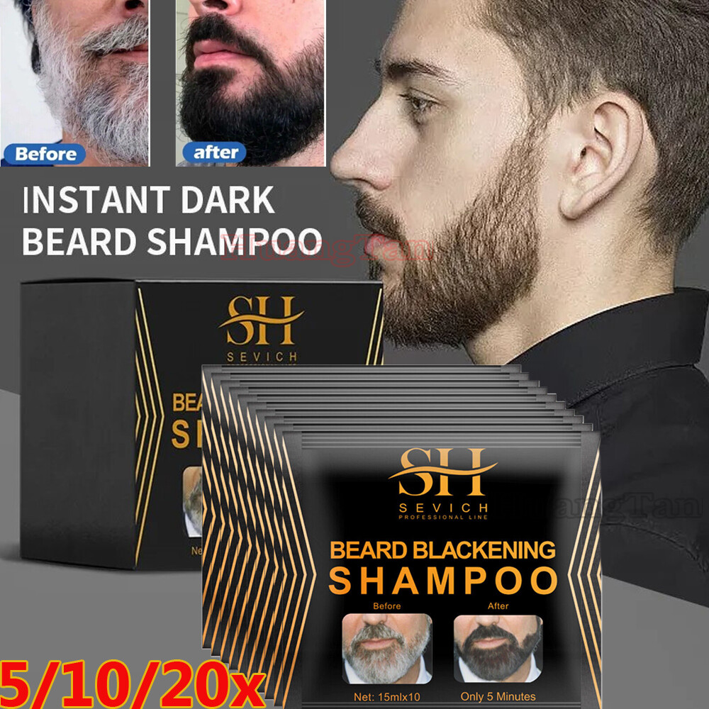 10/20x Sevich Men Beard Darkening Shampoo 5 Mins Dye Black Color Mustache Beard