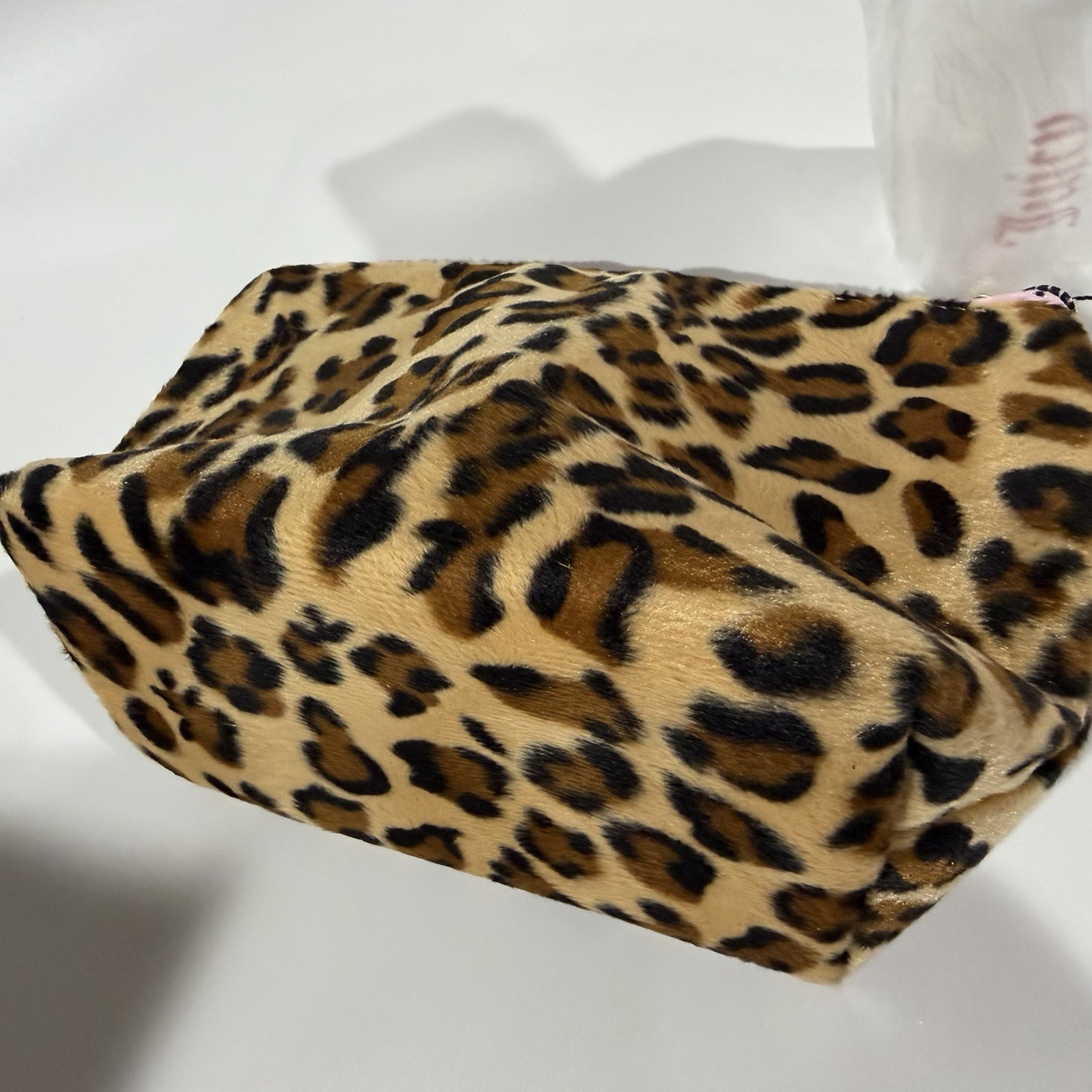 Nwt Juicy Couture Leopard Animal Print Faux Fur Gold Bling Travel Cosmetics Bag