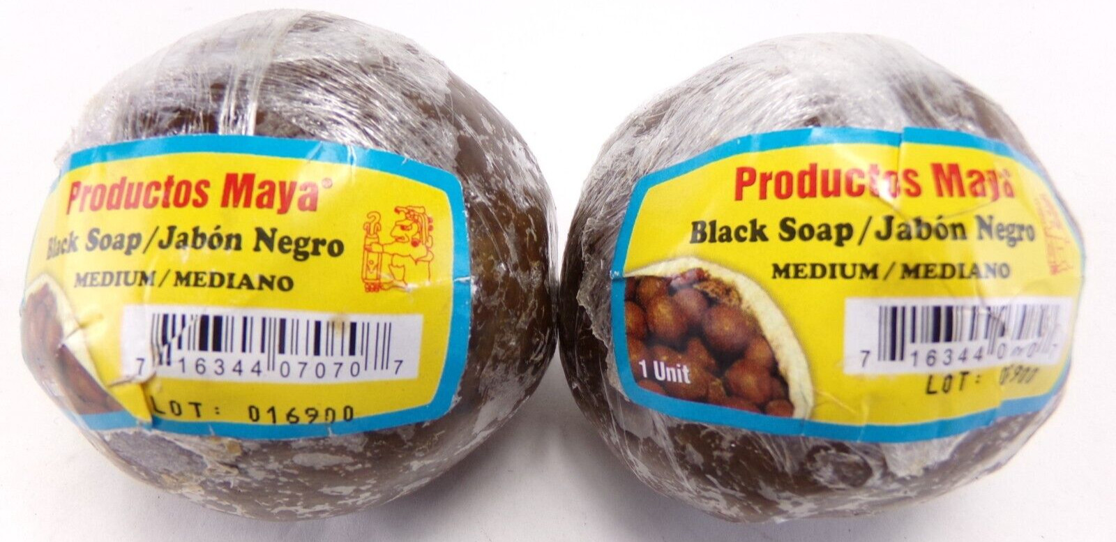 2 X Handmade Black Soap Balls, Mayan Products® Product of El Salvador, 6 oz. Ea.