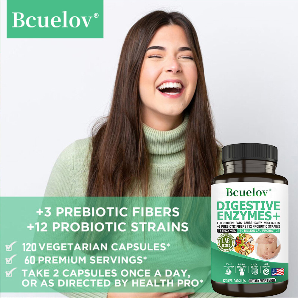 Digestive Enzymes w/ Prebiotic & Probiotics, Gas, Constipation & Bloating Relief