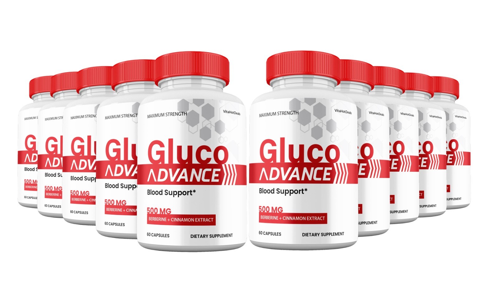 Gluco Advance Capsules, Max Strength Blood Support Supplement (10 Pack)