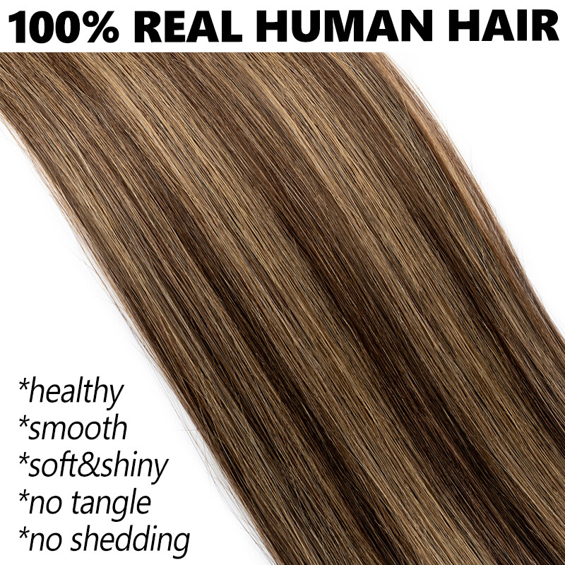 Full Head Clip In Remy Human Hair Extensions Double Wefted Thick 8Pieces 18Clips
