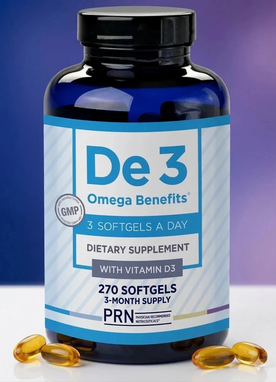 PRN De3 Omega 3 Supplement with Vitamin D3 – 270 Softgels Dry Eye Support