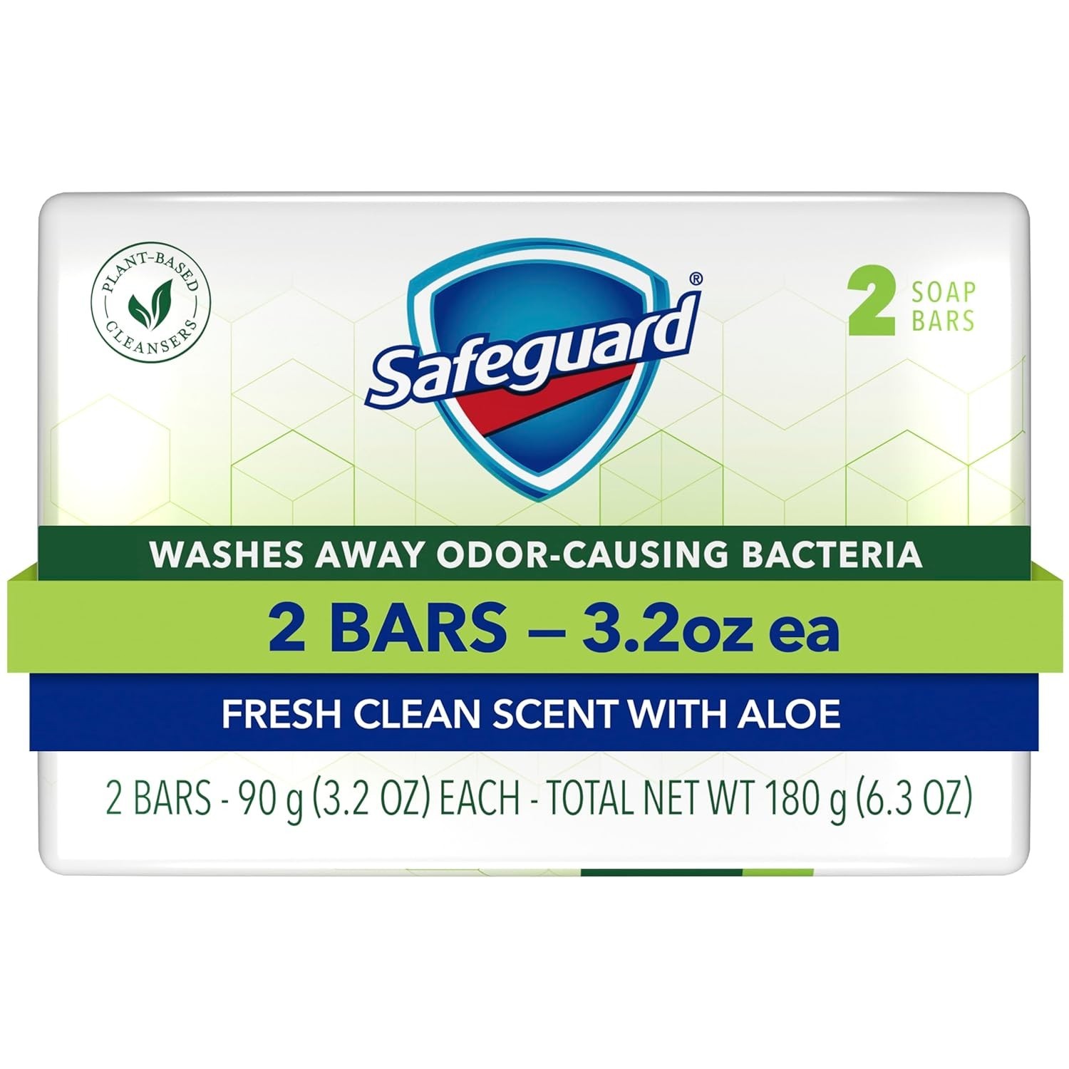 Safeguard Deep Cleansing Plant-Based Soap 2 Count, Fresh Clean Scent