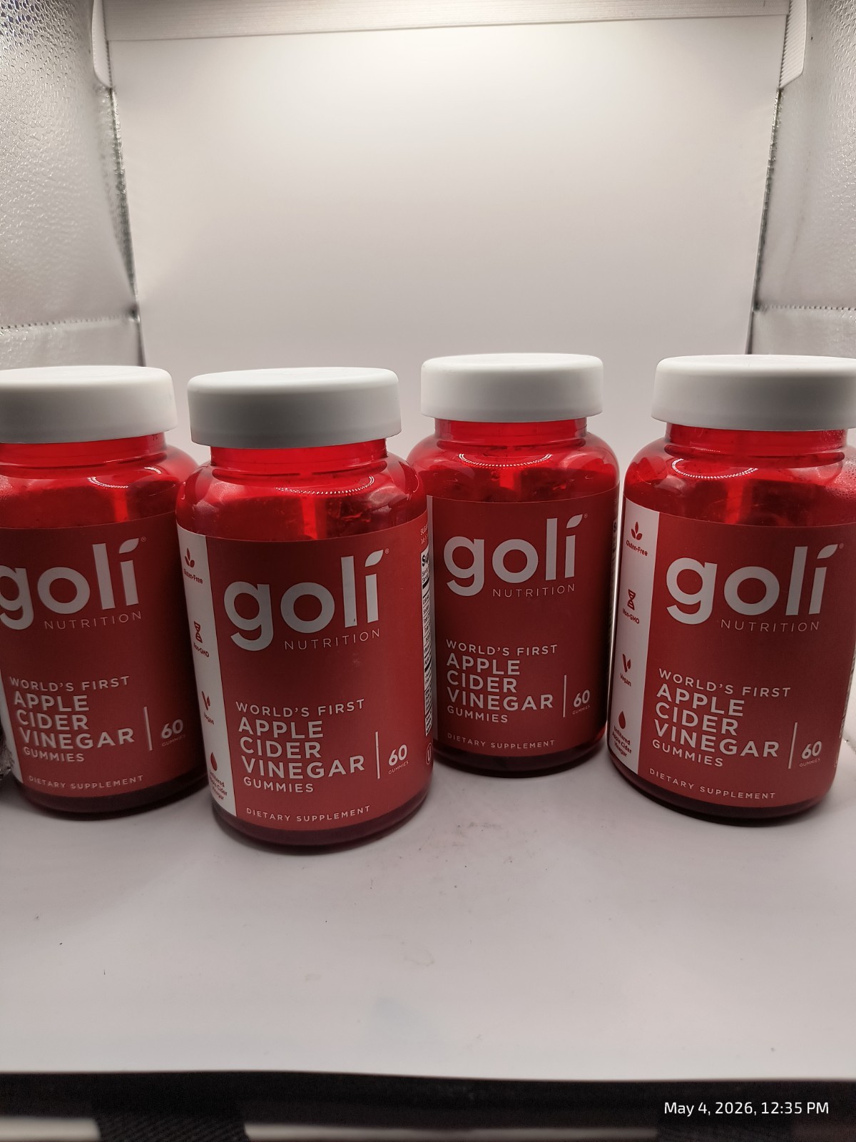 240 Goli Nutrition Apple Cider Vinegar Gummies 60 Count Four Bottles Exp 2027+