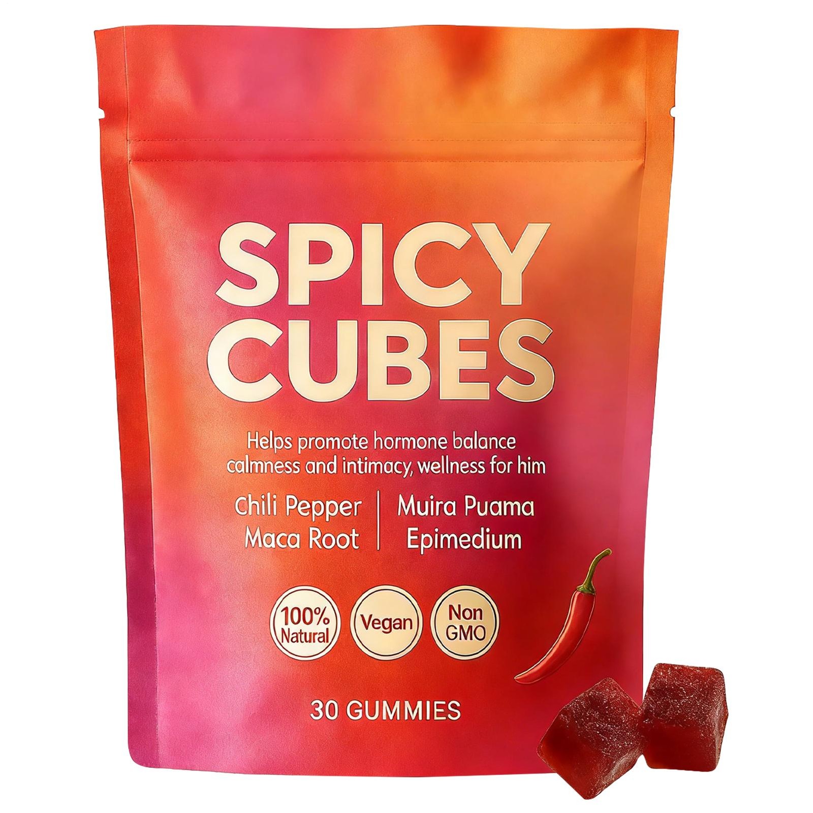Spicy Effective Gummies 30 Counts Highly Cubes Intimacy Gummies