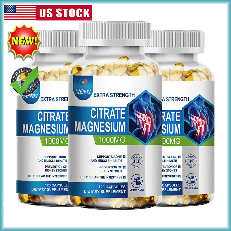 Magnesium Citrate Capsules 1000mg 360 Capsules -For Energy,Fatigue,Muscle Cramps