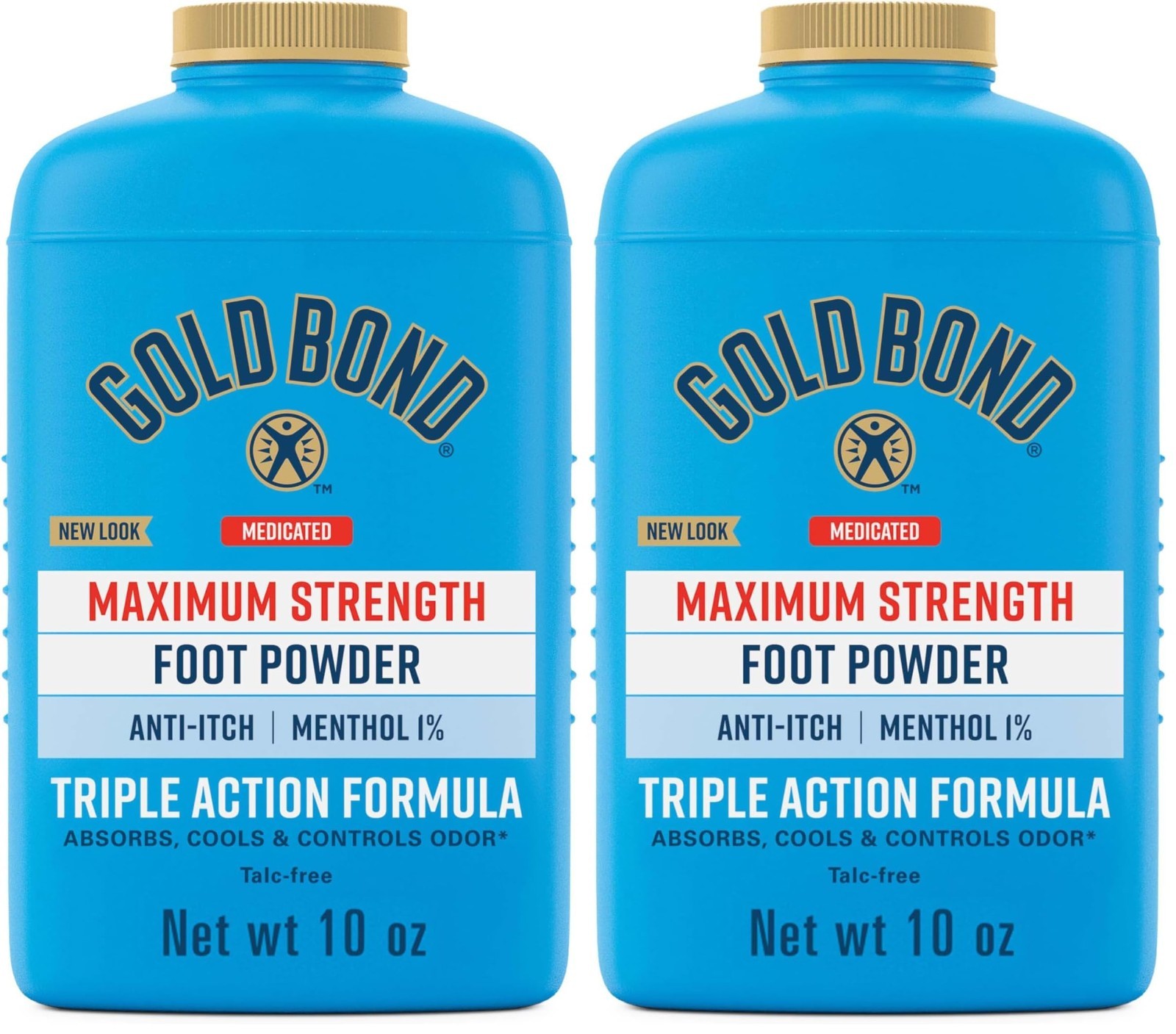 Talc-Free Foot Powder 10 oz – Maximum Strength Odor Control & Itch Relief (2 Pac