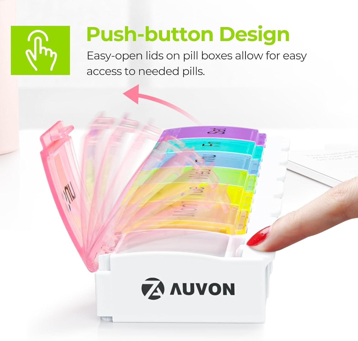 BPA-Free 7 Day Pill Organizer with Spring-Assisted Lids – Travel Friendly Case