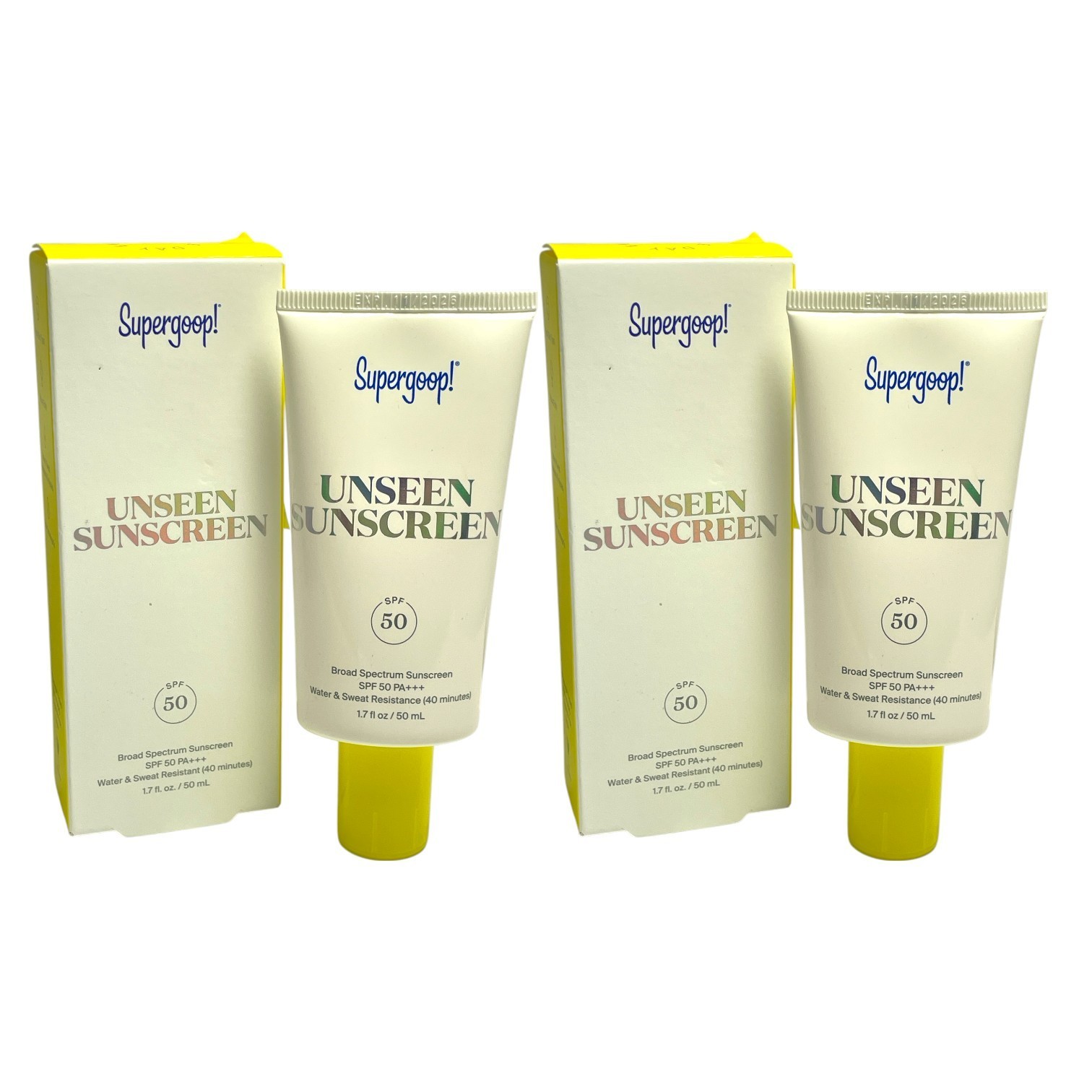*Supergoop! Unseen Sunscreen SPF50 PA+++ 1.7OZ./50ML LOT OF 2