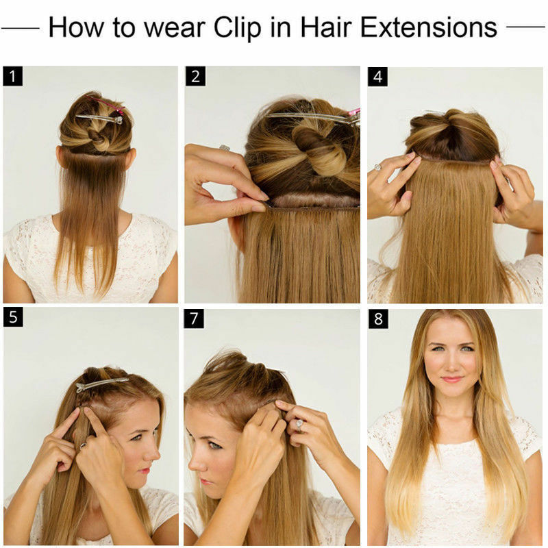 CLEARANCE Clip In 8 Pieces 18 Clips Full Head Russian Human Remy Hair Extensions