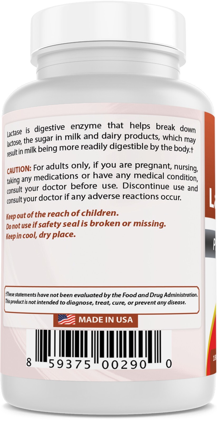 Fast Acting Lactase Enzyme Tablet, 3000 Fcc Alu, 180 Count