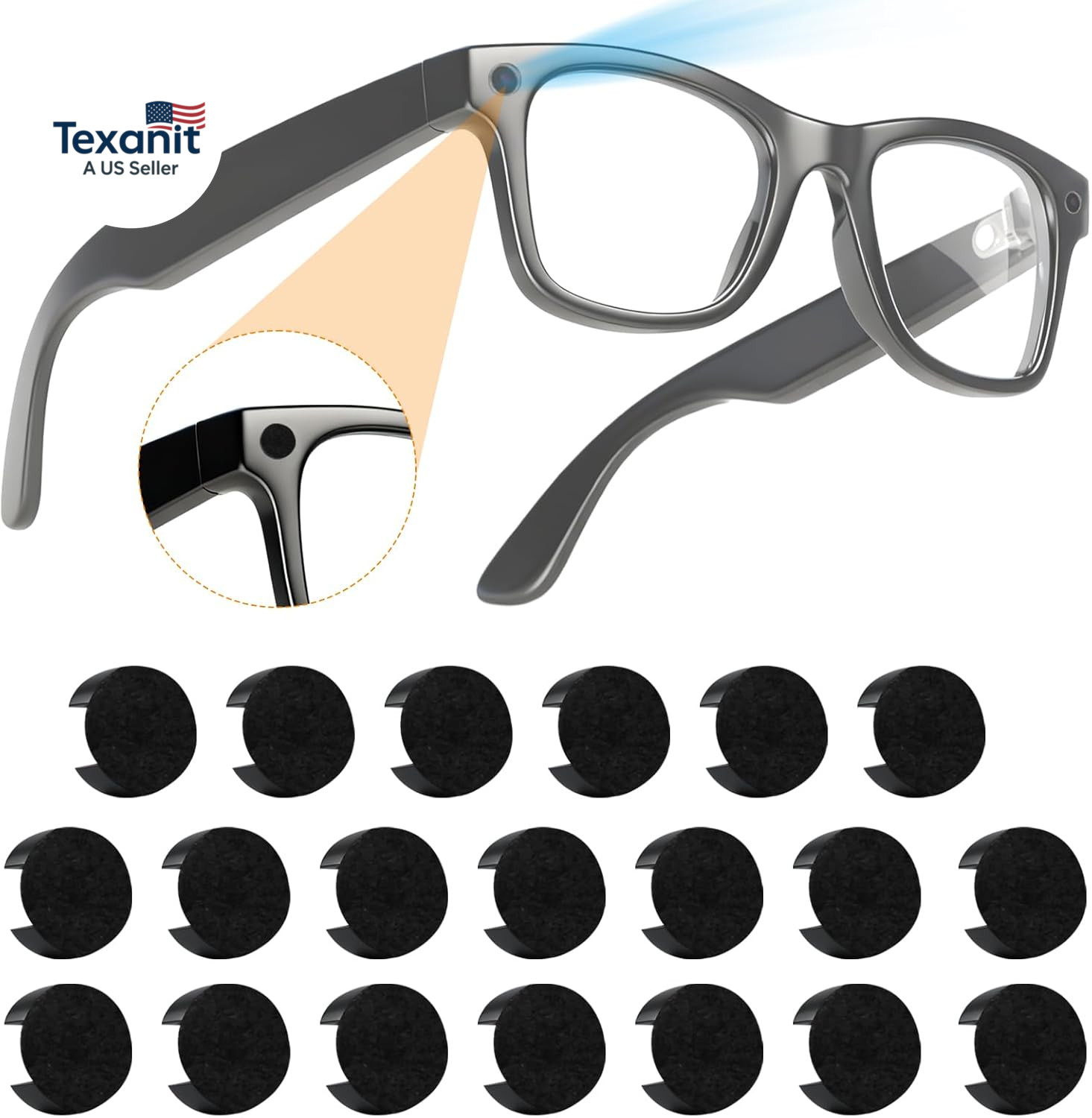 20 Pcs LED Light Blocking Stickers Compatible with Ray Ban Meta Wayfarer/Skyler/