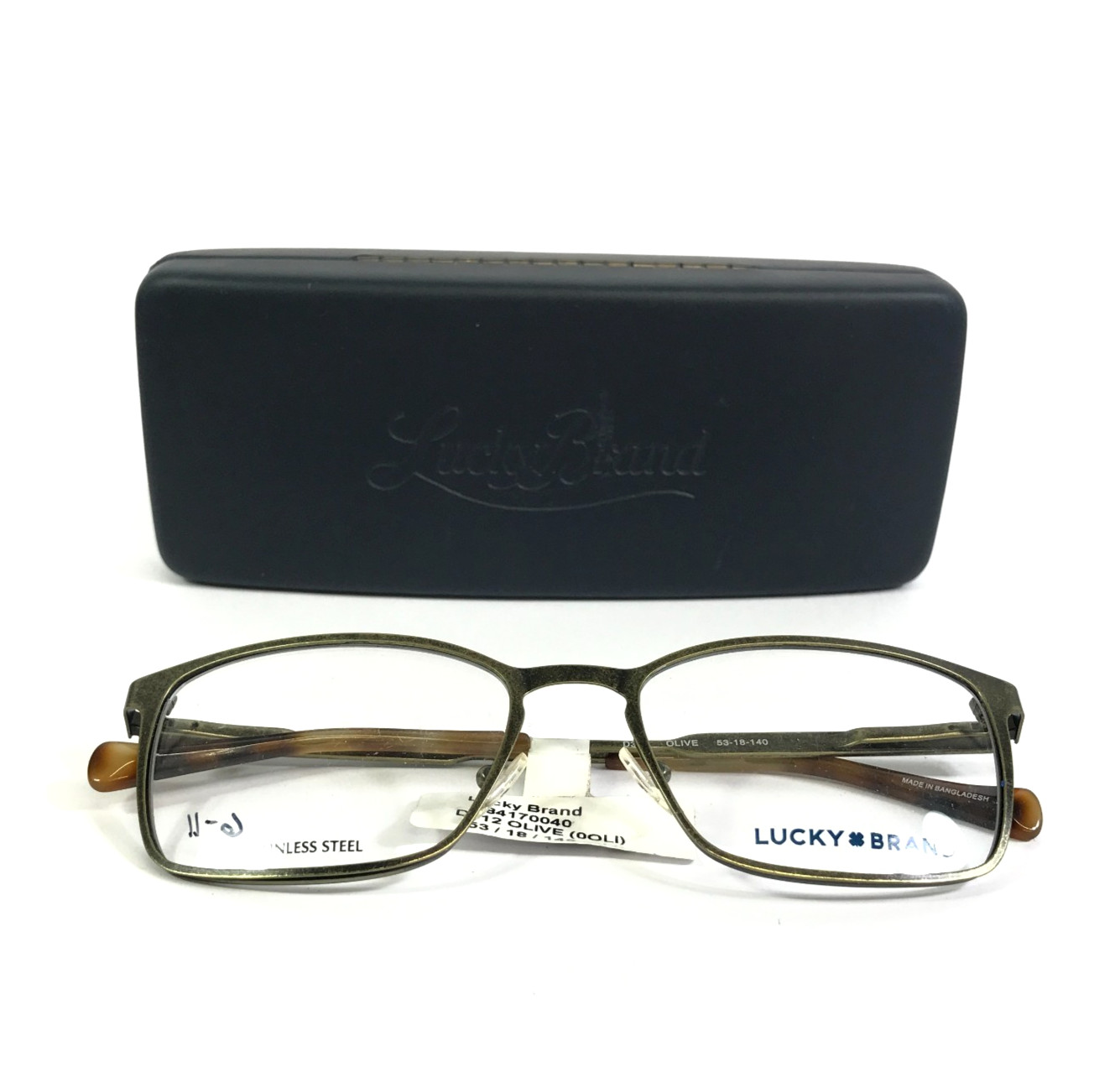 Lucky Brand Eyeglasses Frames D312 OLIVE Green Rectangle Full Rim 53-18-140