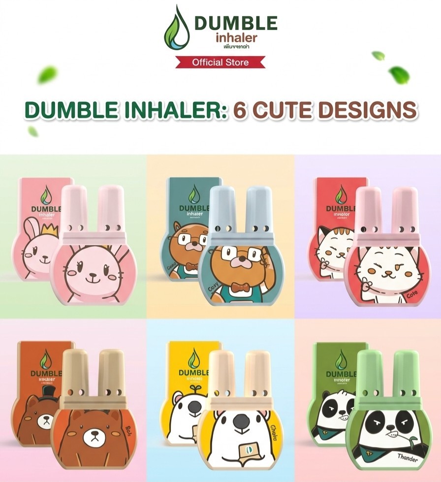 Herbal Double Inhaler 2×pcs.Nasal Thai Double-Hole Herbal Inhaler Cute Animal