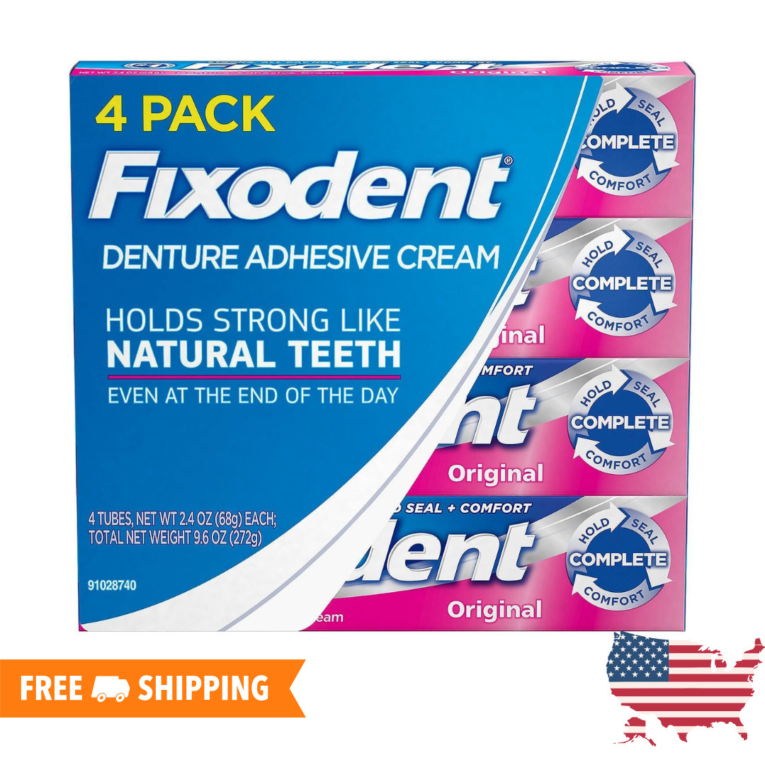Pack of 4 Fixodent Complete Original Denture Adhesive Cream, 2.4 oz