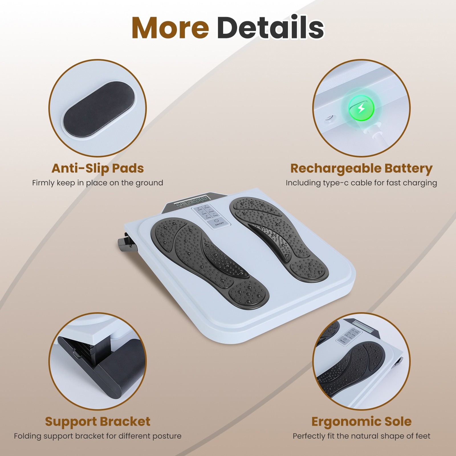 Foot Circulation Stimulator TENS EMS Massager Feet Circulation Machine 10 Modes