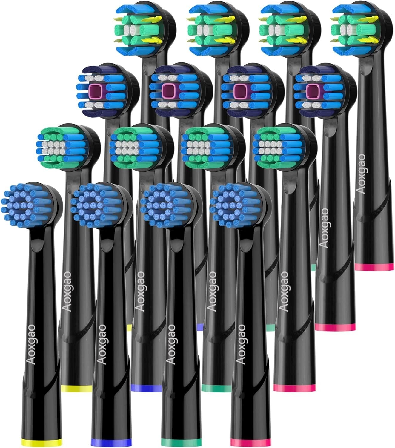 16 Pack Oral-B Braun Replacement Toothbrush Heads Black Electric Brush Refill