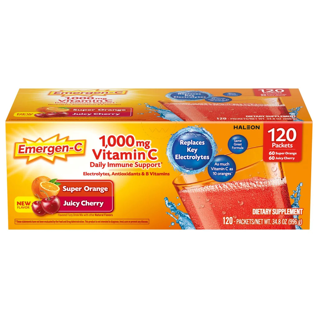 Emergen-C 1000mg Vitamin C Daily Variety Pk 120-ct Orange/Cherry