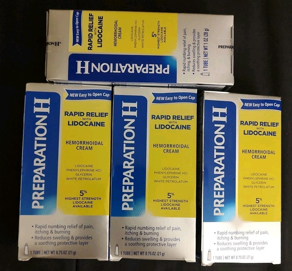 4 PREPARATION H 5% 1 oz Hemorrhoids Anal Cream Pain Itch Swelling Relief EXP3/28