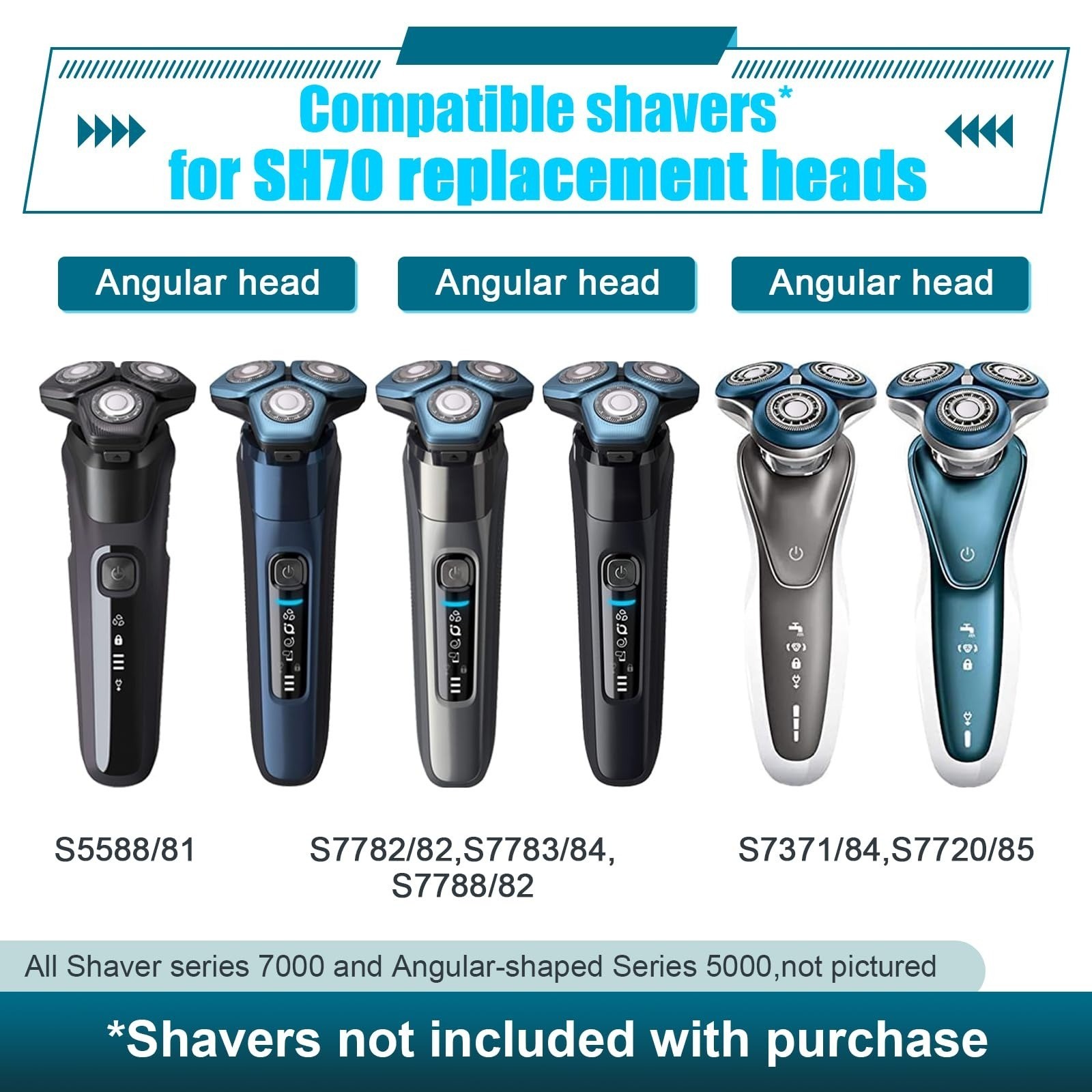 9 Pack SH70/71 Replacement Heads for Philips Norelco Series 7000