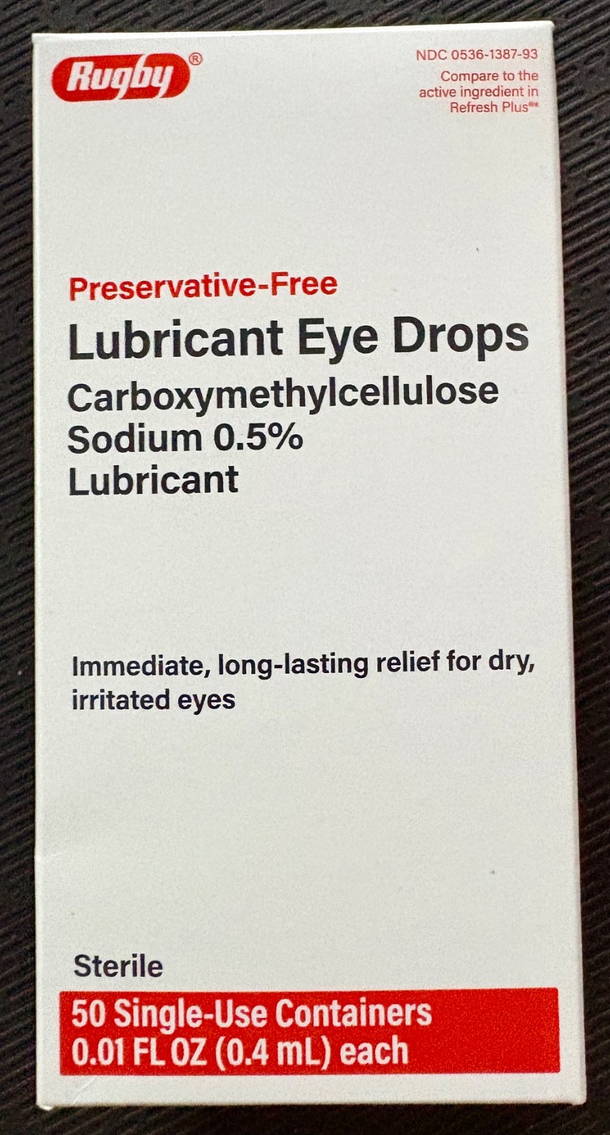 RUGBY SINGLE USE LUBRICANT DRY EYE DROPS 50 COUNT EXP 2/2028 – 7 BOXES